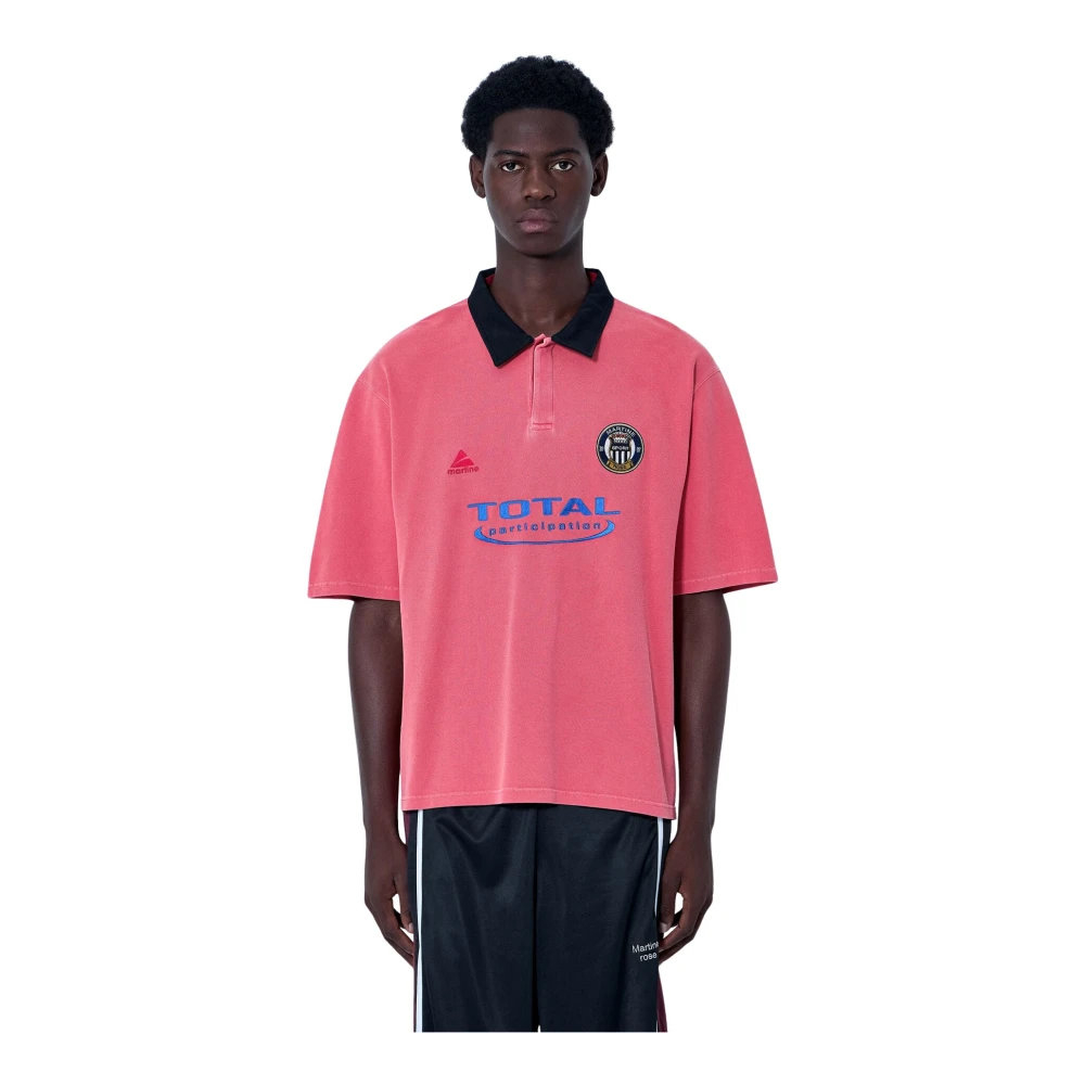 Martine Rose Pink Polo Shirts, Male, M, Logo Polo Shirt