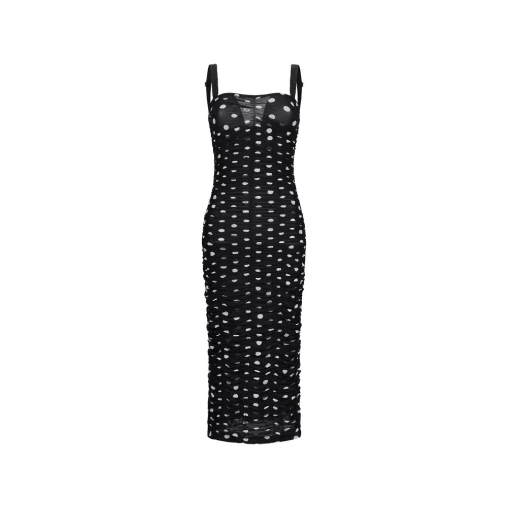 Dolce & Gabbana Women's Black Polka Dot Tulle Sheath Dress