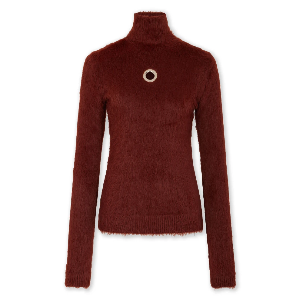 Rabanne Women's Brown Turtleneck Long Sleeve Top - Turtlenecks - S - Knitwear