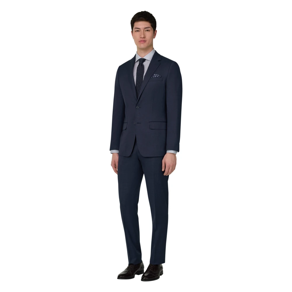 Boggi Milano Homme Bleu Costumes, Taille: Xs Micro Fancy Wool Stretch Suit