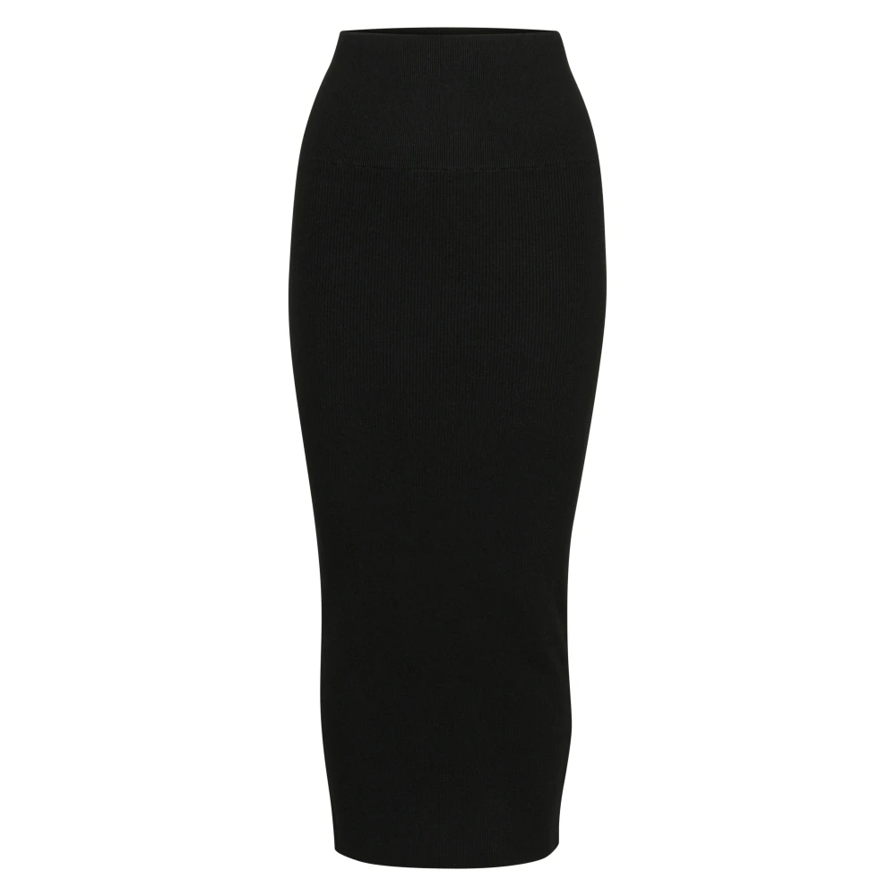 InWear Ribbstickad Midi Kjol Black, Dam