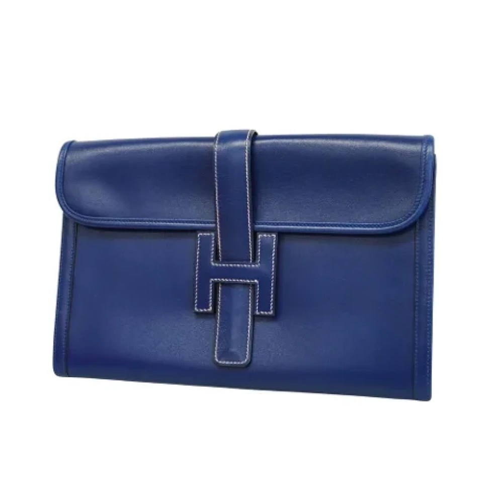 Hermès Vintage Pre-owned Leather clutches Blue Dames