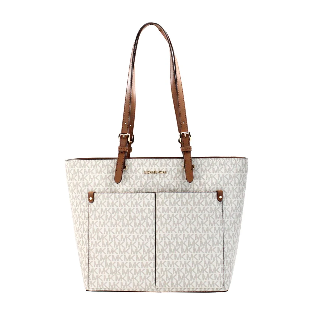 Michael Kors Jet Set Medium Double Pocket Tote Handtas Beige Dames