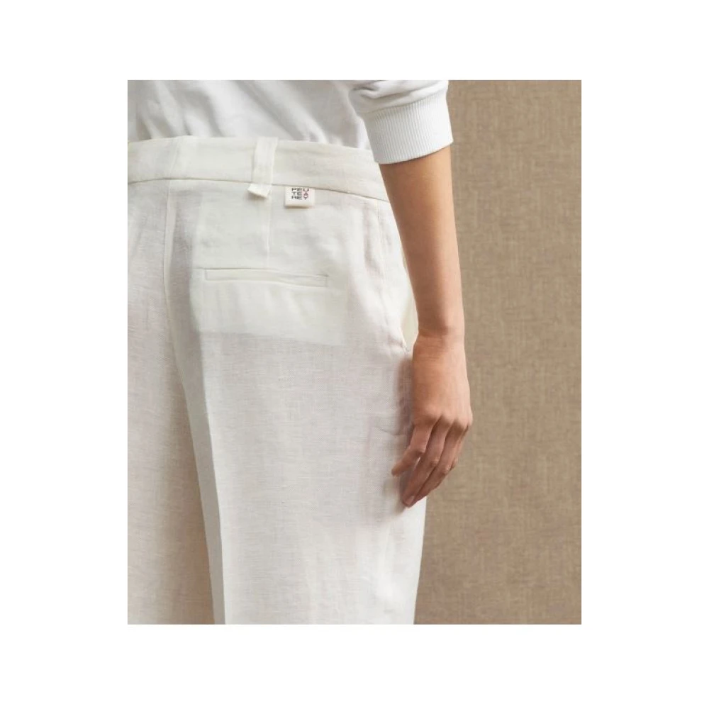 Peuterey Witte Linnen Broek Rechte Pijp White Dames