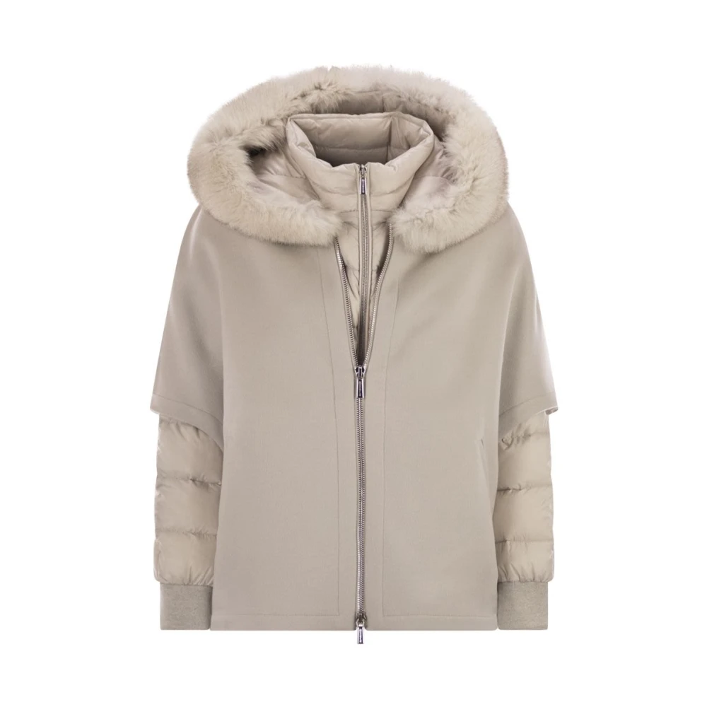 Moorer Kvinno Beige Jackor Dam, S, Nylon, Pegaso Jacket