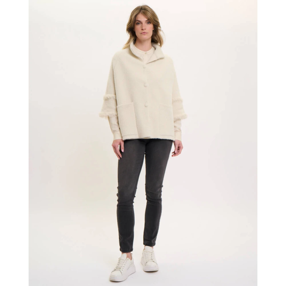 Rino&Pelle Cape Vest met Franje Detail Beige Dames
