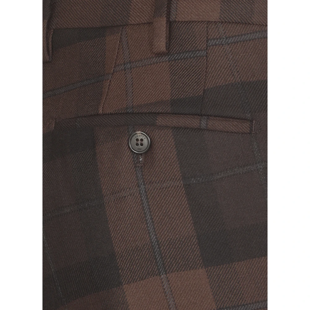 Incotex Geruite Patroon Wollen Broek Bruin Brown Heren