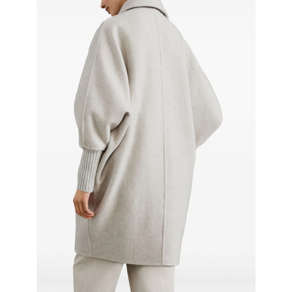 BRUNELLO CUCINELLI Kasjmier Grijze Jas met Brede Revers Gray Dames