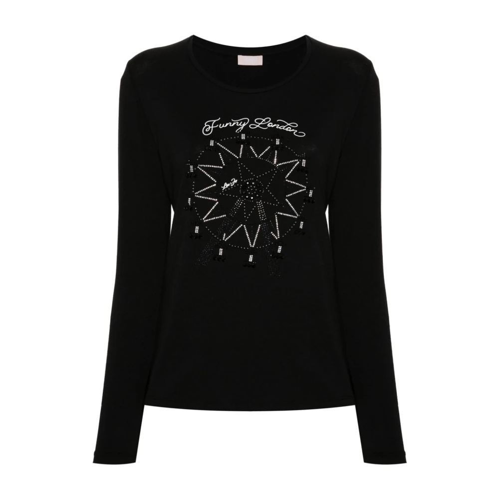 Liu Jo Zwart Logo Print Crew Neck T-shirt Black Dames