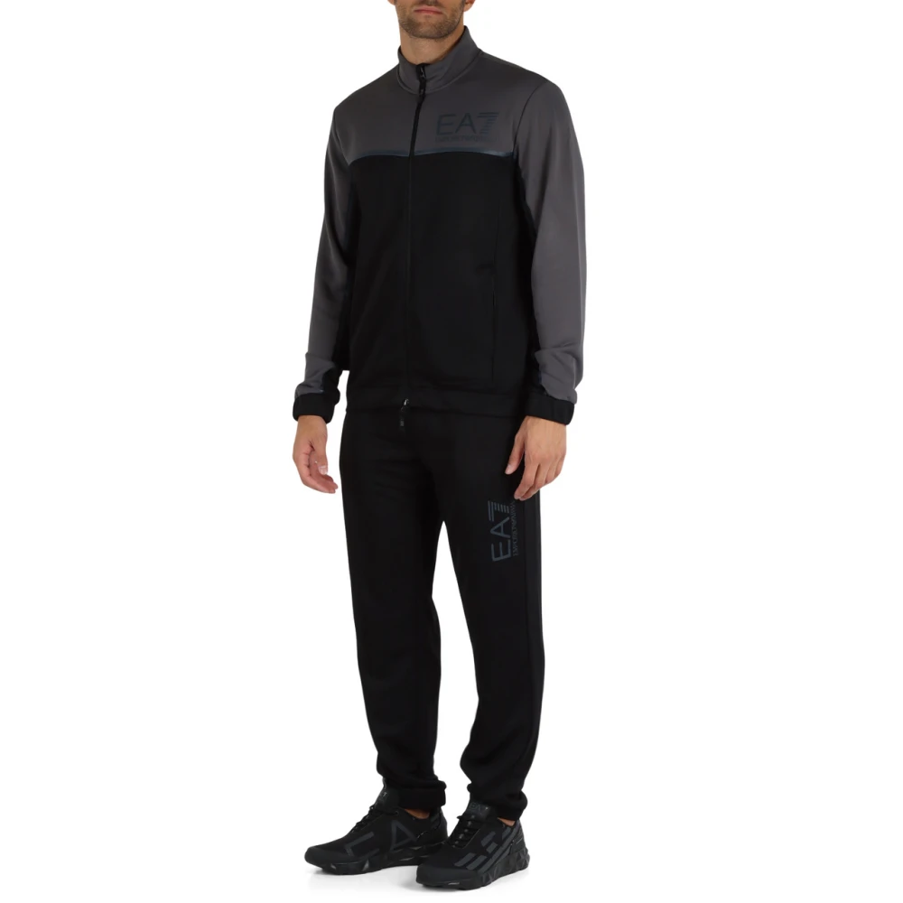Emporio Armani EA7 Sportieve Sweater en Broek Set met Rits Black Heren
