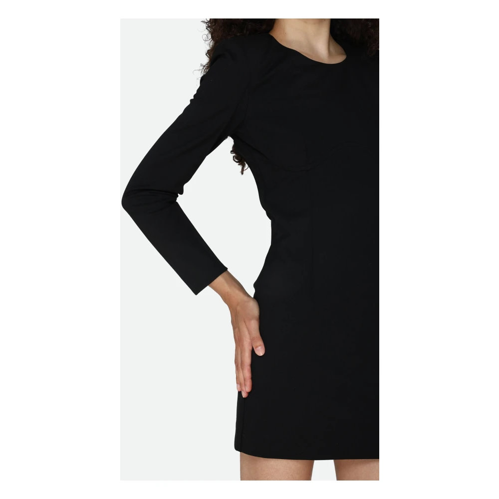 PATRIZIA PEPE Zwarte Bodycon Jurk met Merklogo Black Dames