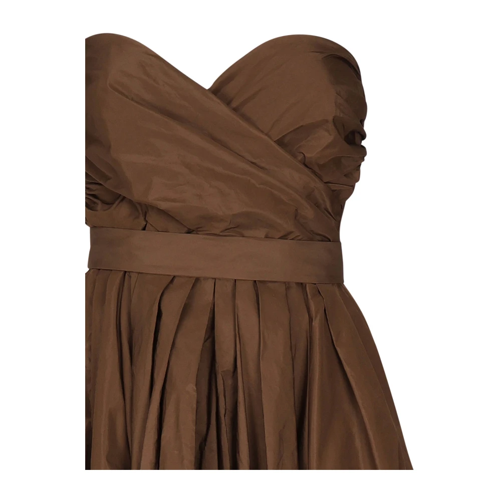 pinko Bruine Taffeta Midi Jurk Korset Brown Dames