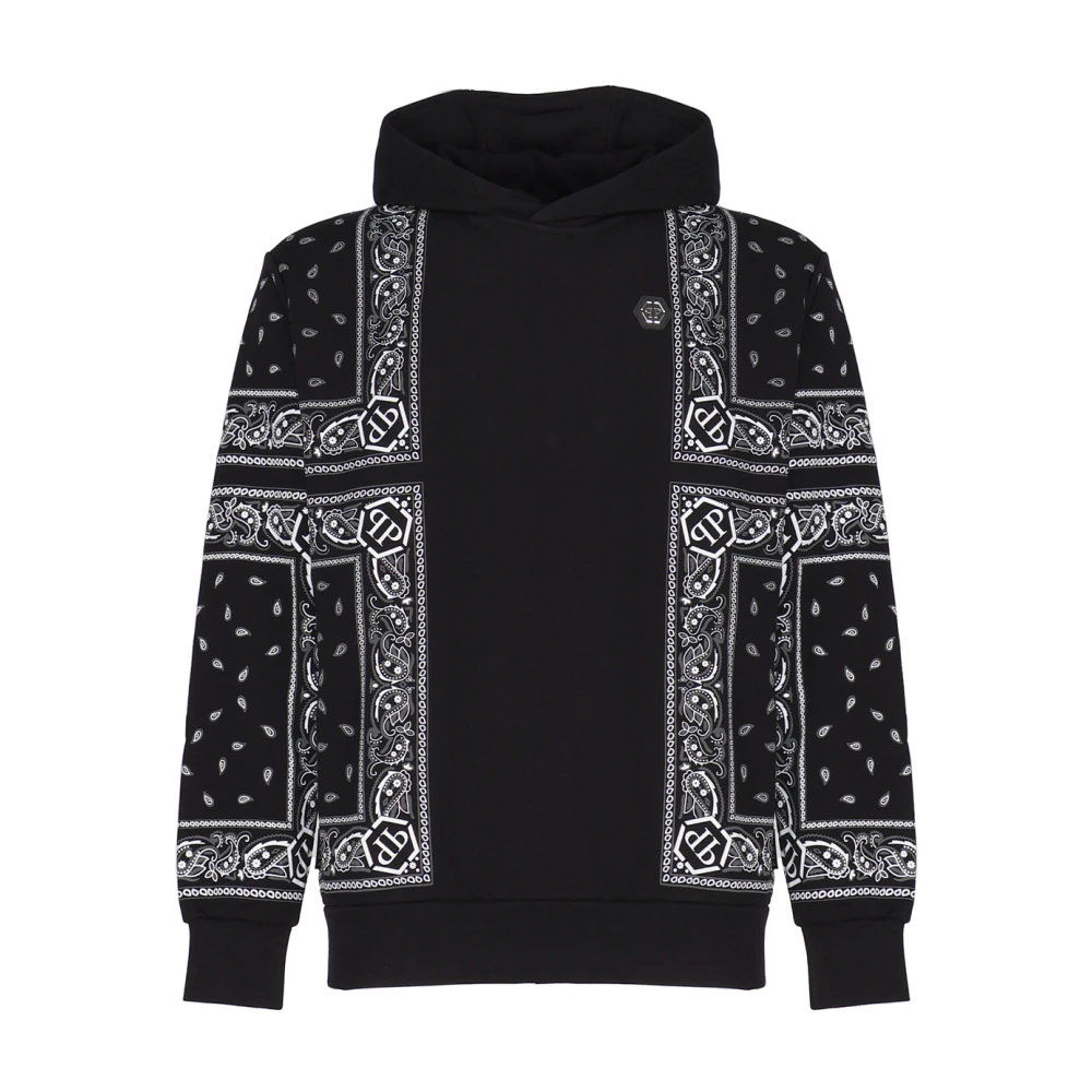 Philipp Plein Zwarte Sweaters met Paisley en Bandana Print Black Heren