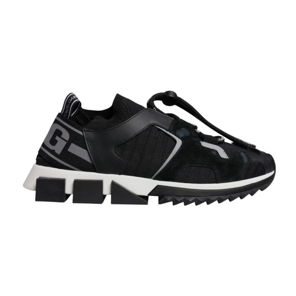 Dolce & Gabbana Zwarte Mesh Slip-On Sneakers Dames Schoenen