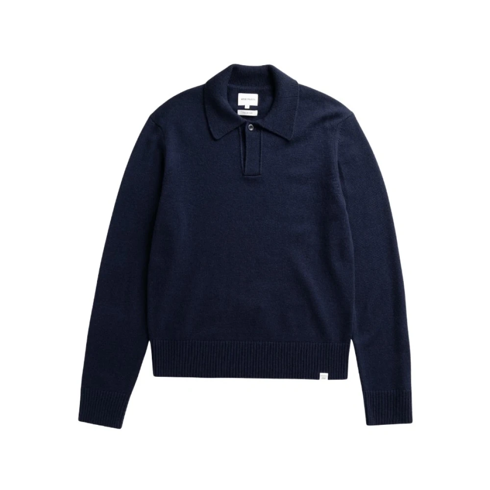 Norse Projects , Polo Shirts, Male, Blue, L, Anholt Lambswool Polo