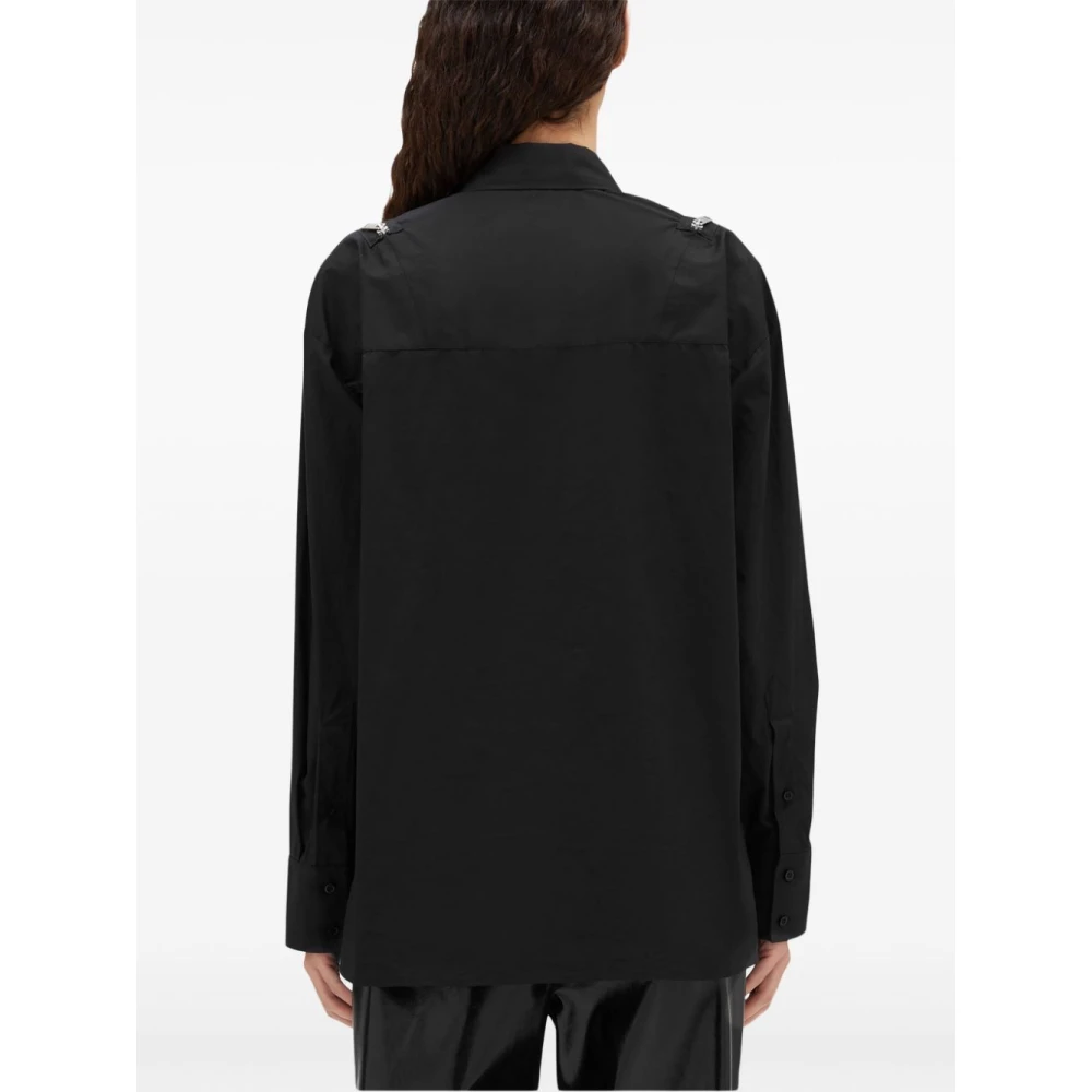 Msgm Klassieke Zwarte Blouse met Zijritsen Black Dames