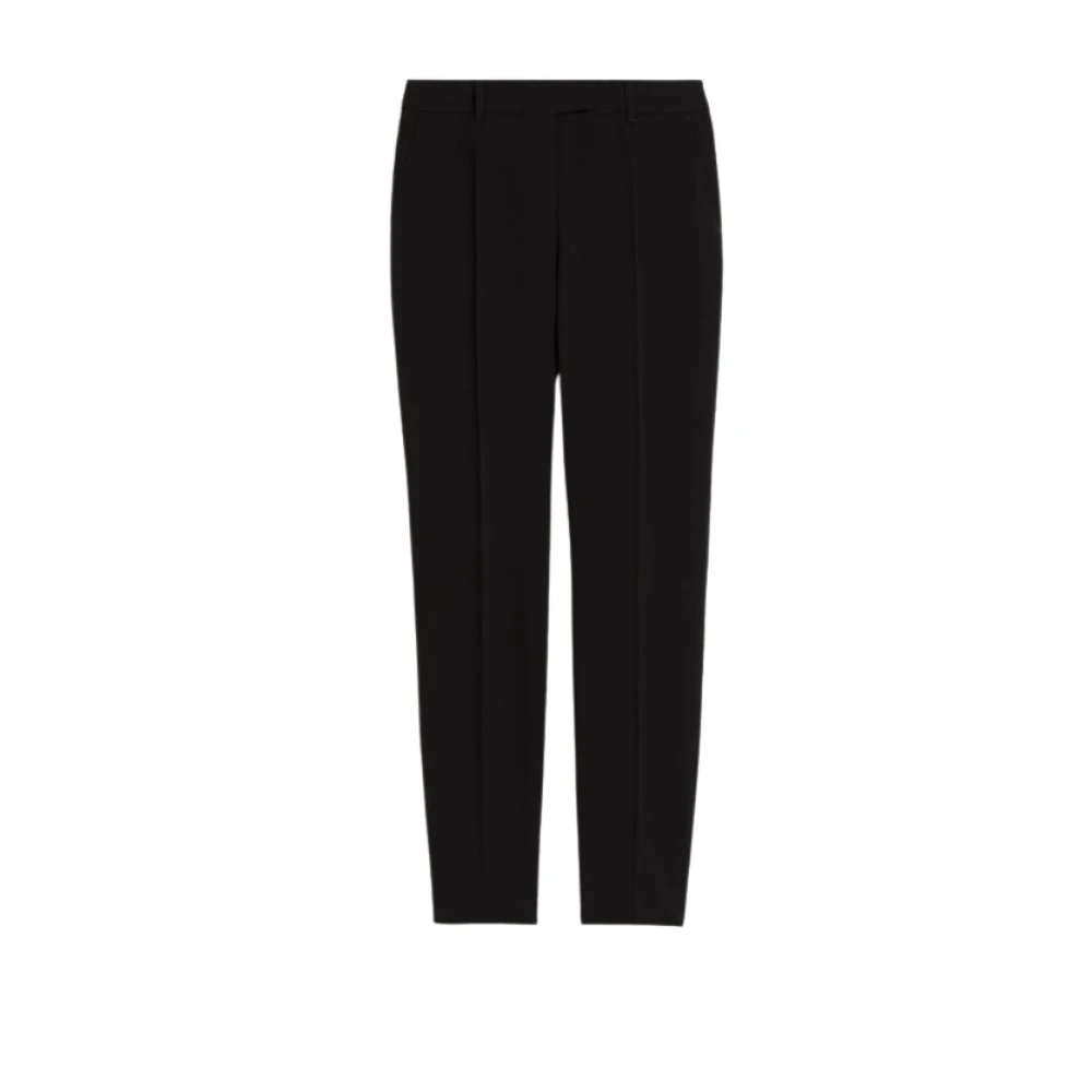 Max Mara Zwarte Straight-Fit Broek met Plooidetail Black Dames