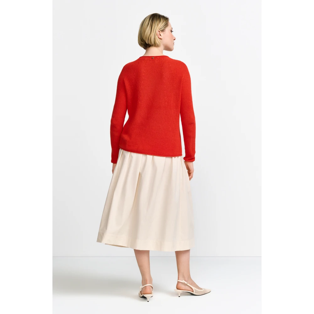 Rich & Royal Naadloze Crew Neck Cardigan Red Dames