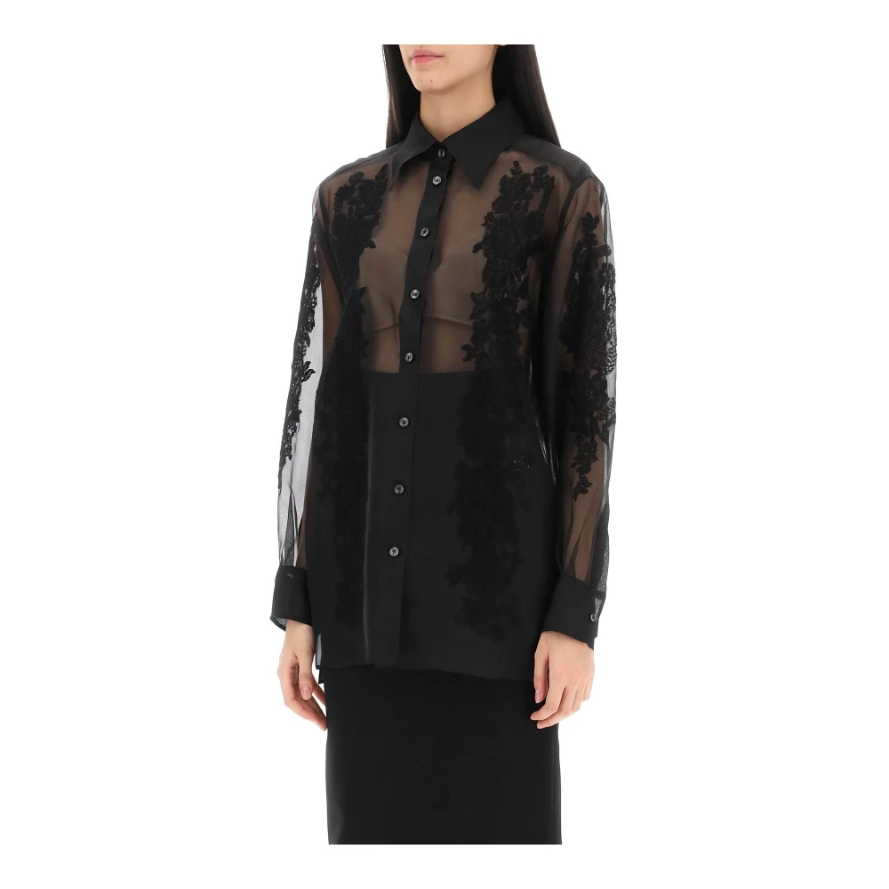 Dolce & Gabbana Zijden en Kant Organza Shirt Black Dames
