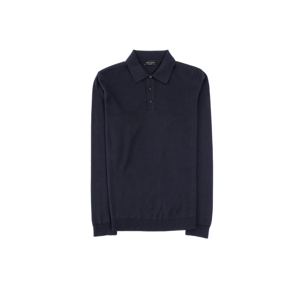 Roberto Collina Merino Polo Shirt Blue, Herr