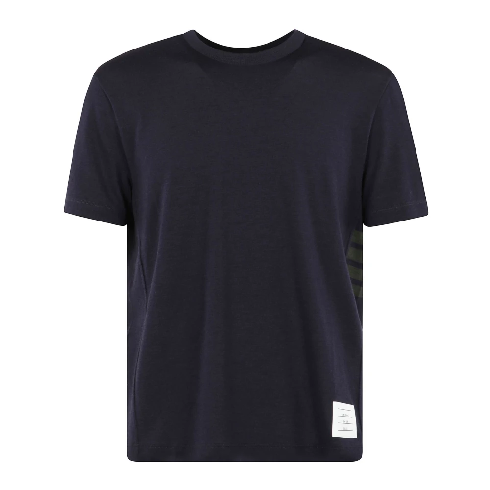 Thom Browne Wollen Jersey T-shirt met 4 Bar Blue Heren