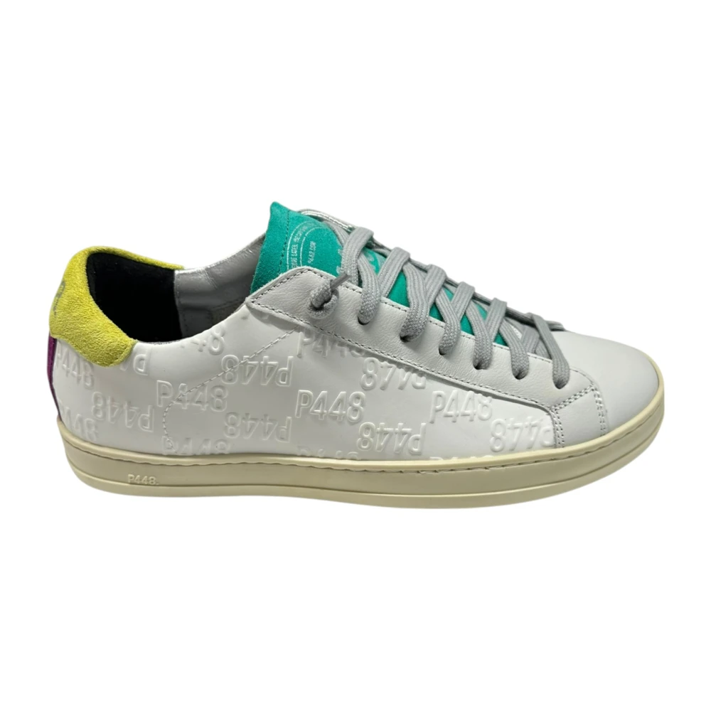 P448 Leren sneaker met suède inzetstukken rubberen zool White Dames