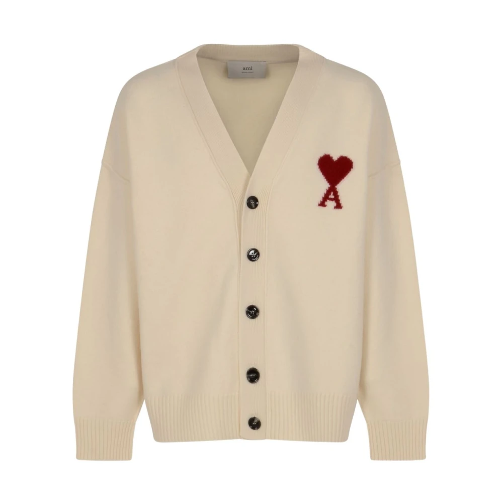 Ami Paris Men's White Knitwear Sweater Aw25