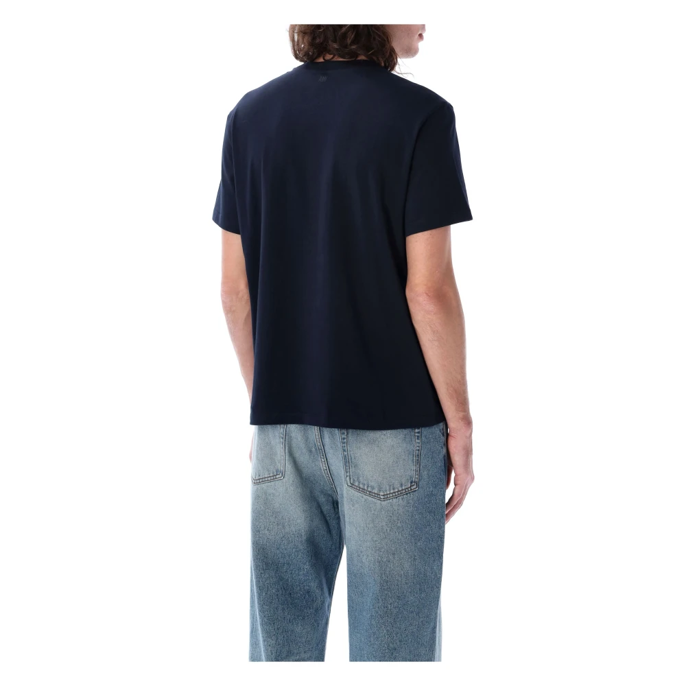 Ami Paris Rode Klassieke Hart T-shirt Blue Heren