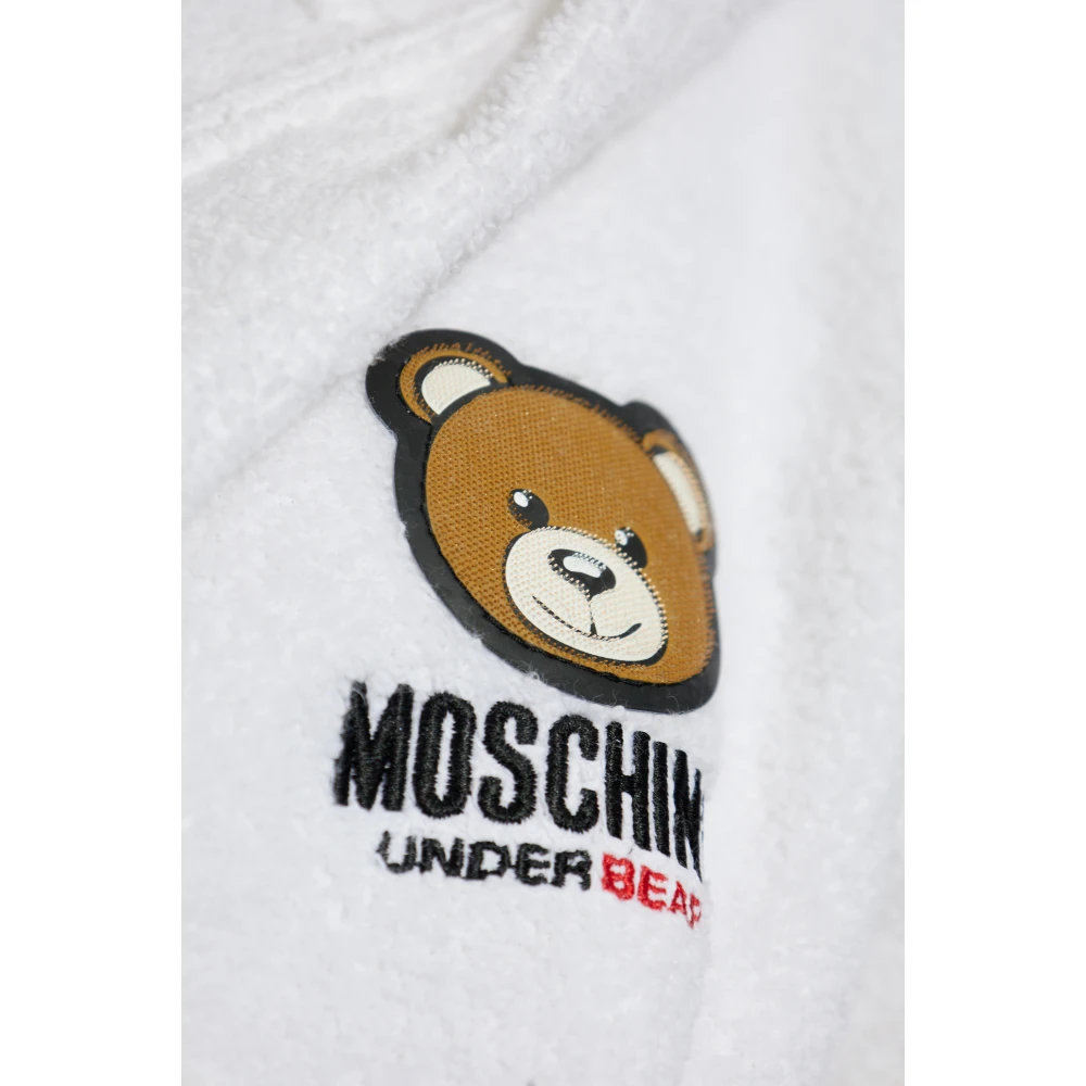 Moschino Katoenen badjas met capuchon White Dames