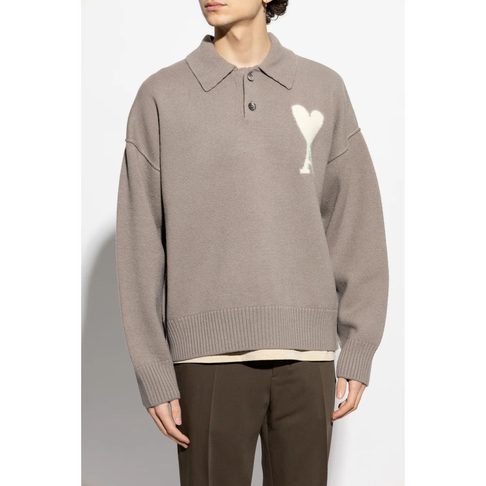 Ami Paris Polo trui Gray Heren