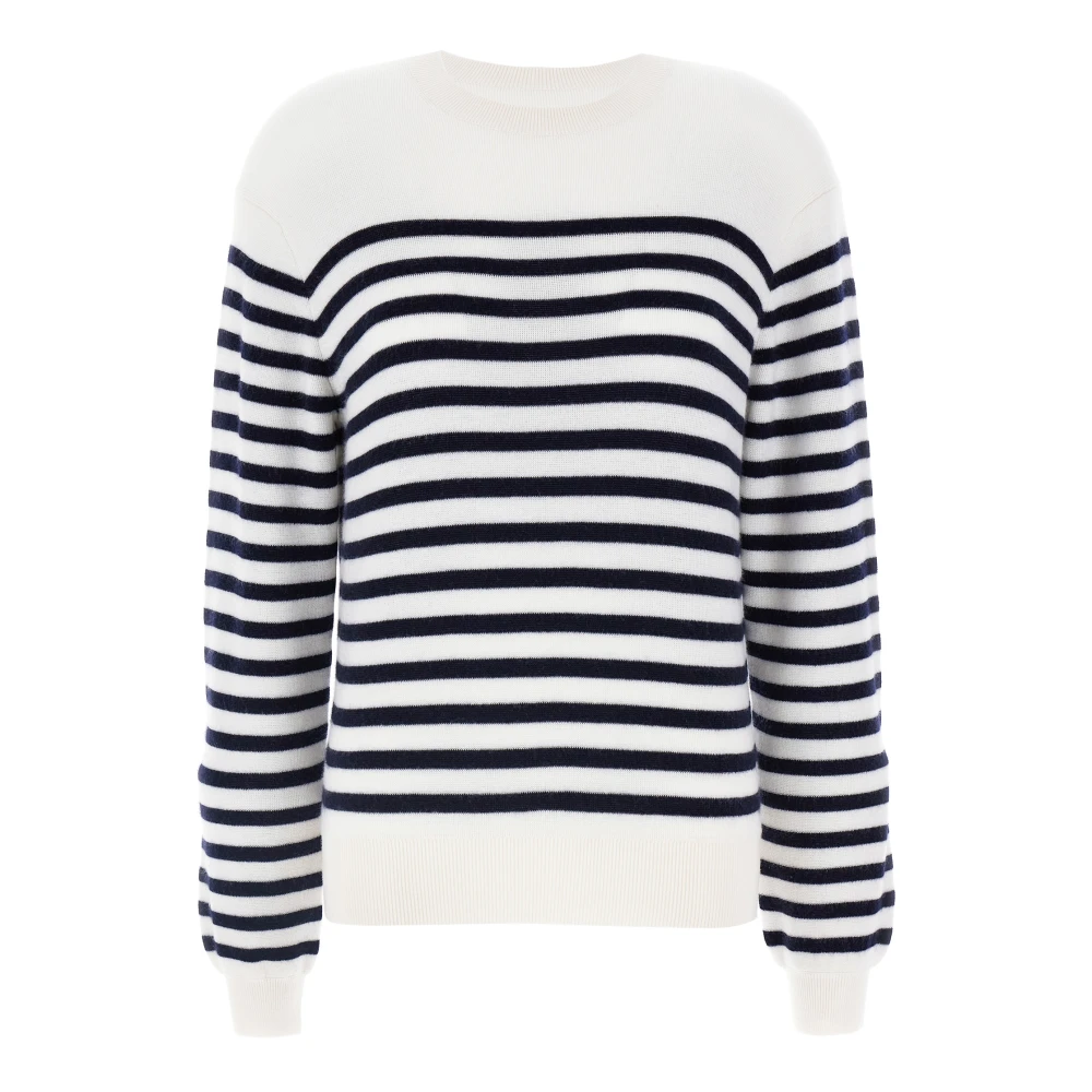 Khaite White Cashmere Knitwear, Female, Xs, Viola Striped Cashmere Jumper