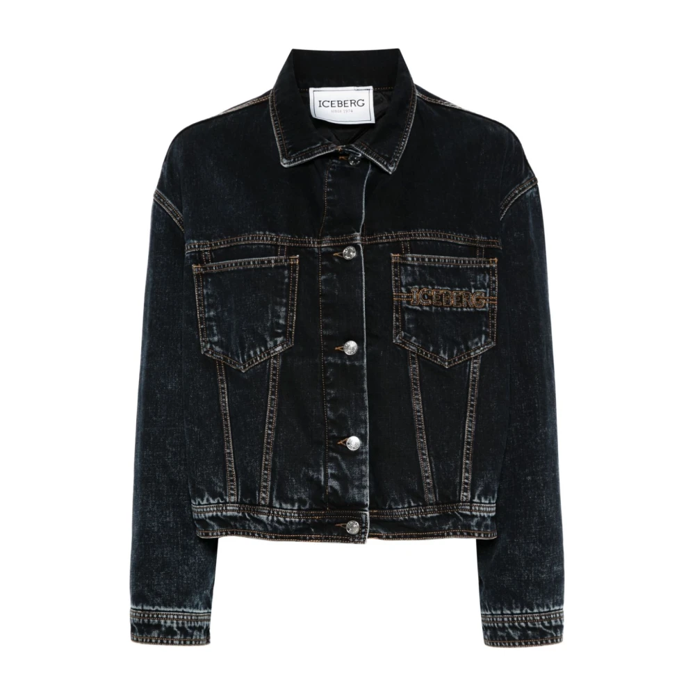Iceberg Blauwe Denim Gewatteerde Jas Blue Dames