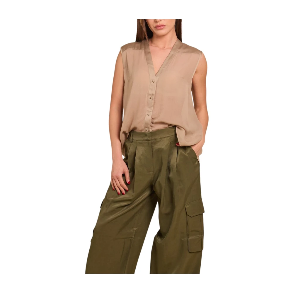 Nenette Women's Beige Blusa - Sleeveless Tops - S - Tops