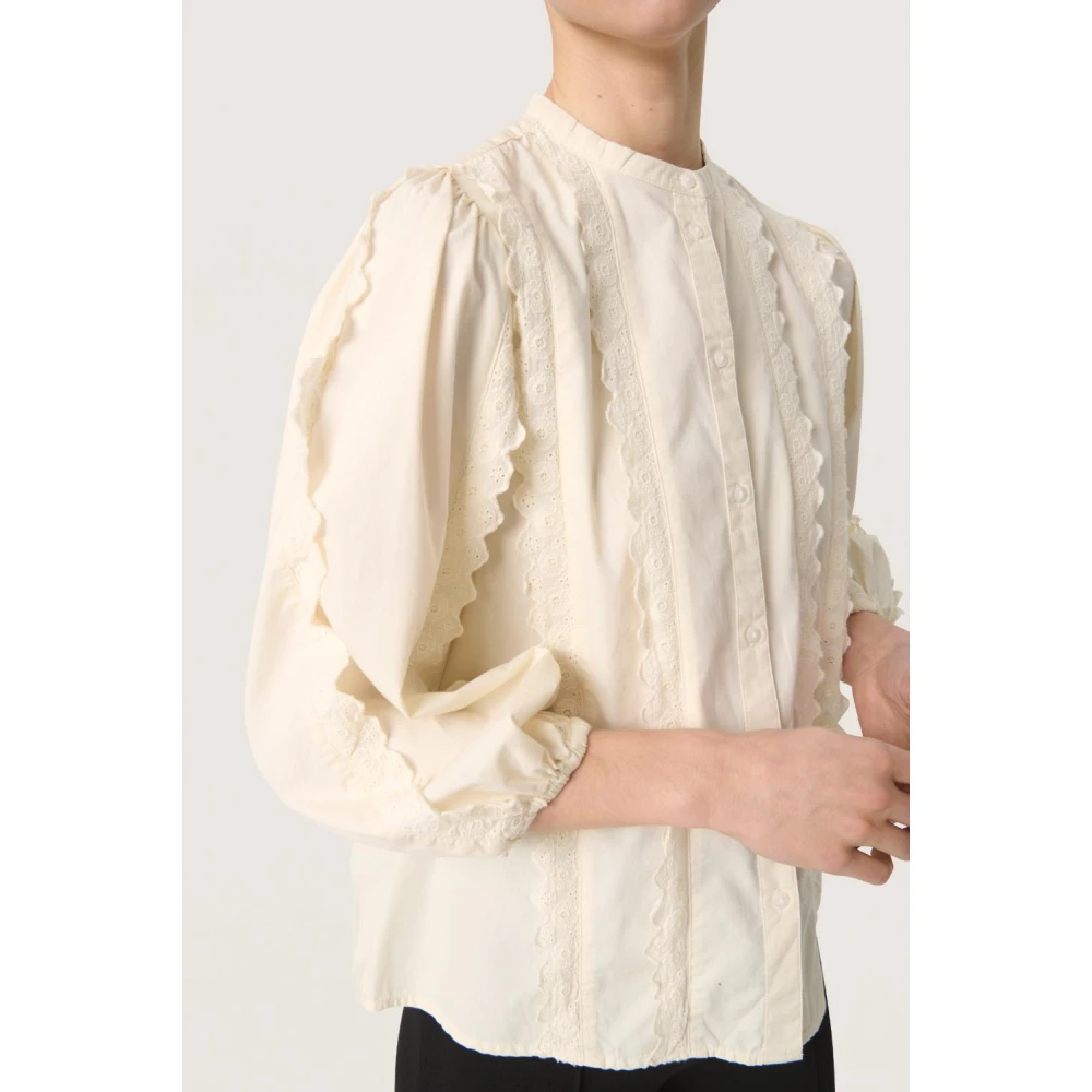 Soaked in Luxury Katoenen 3 4 Mouw Shirt Beige Dames