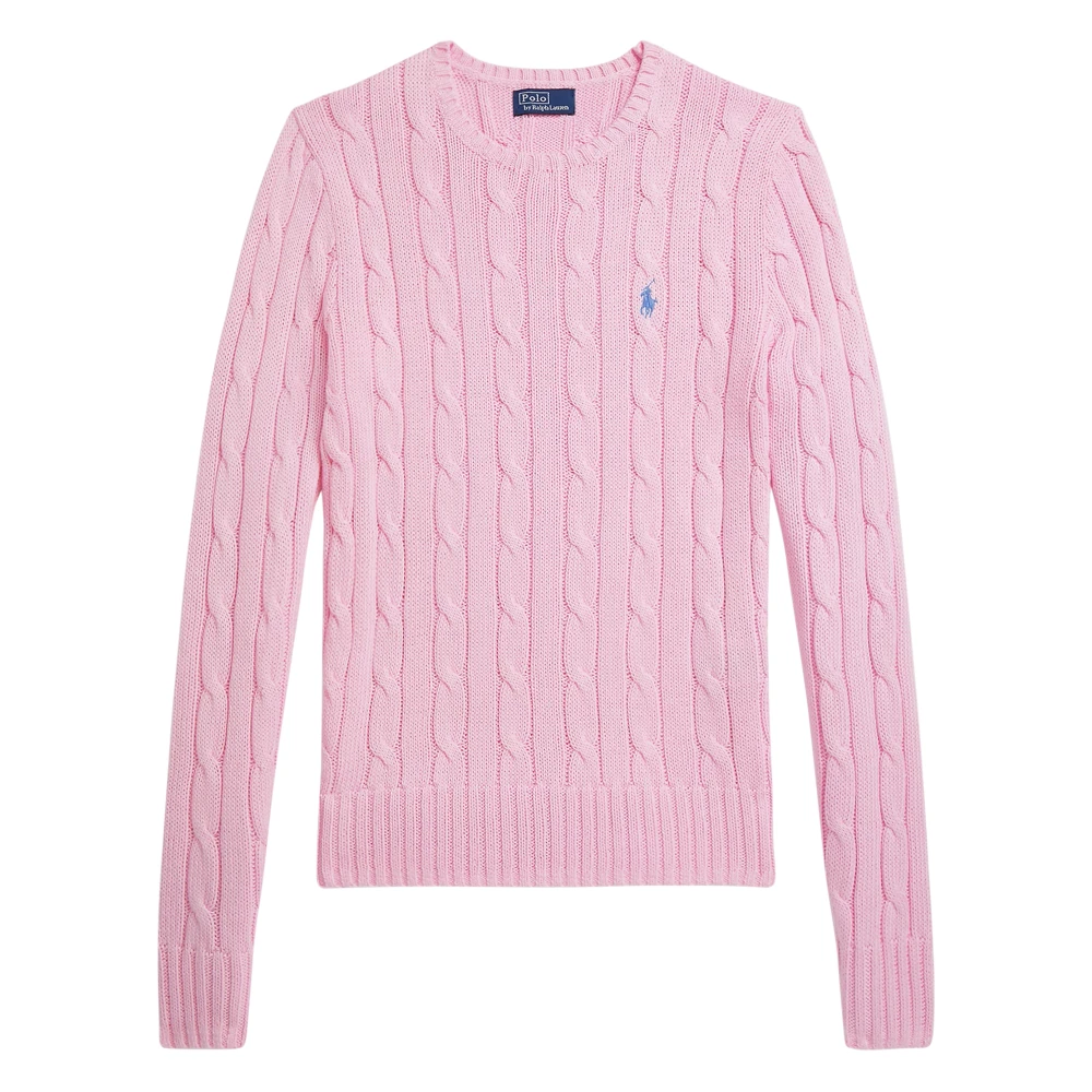Polo Ralph Lauren Women's Pink Cable-Knit Cotton Crewneck Jumper - Round-Neck Knitwear - Xs - Knitwear