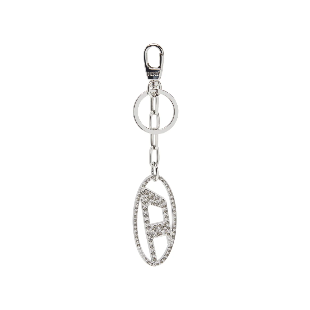 Diesel Metal Oval D keyring with crystals Gray Dames