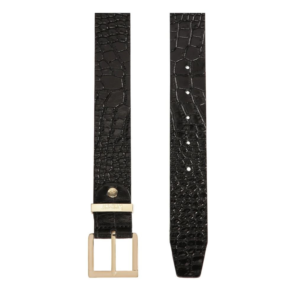 Kazar Elegant breed riem in lakleer met reliëfpatroon Black Dames