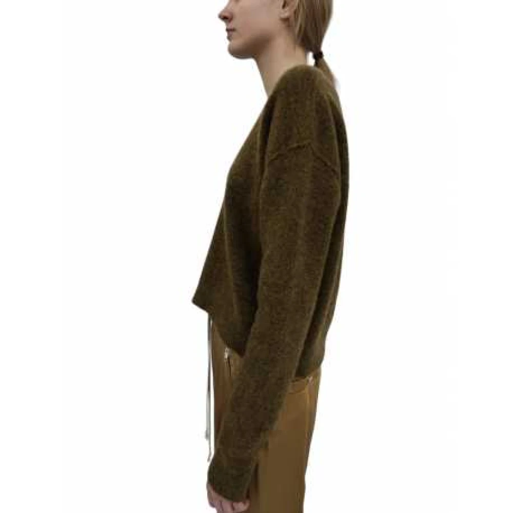 Rick Owens Chiné Honey V-Neck Alpaca Wool Sweater Green Dames