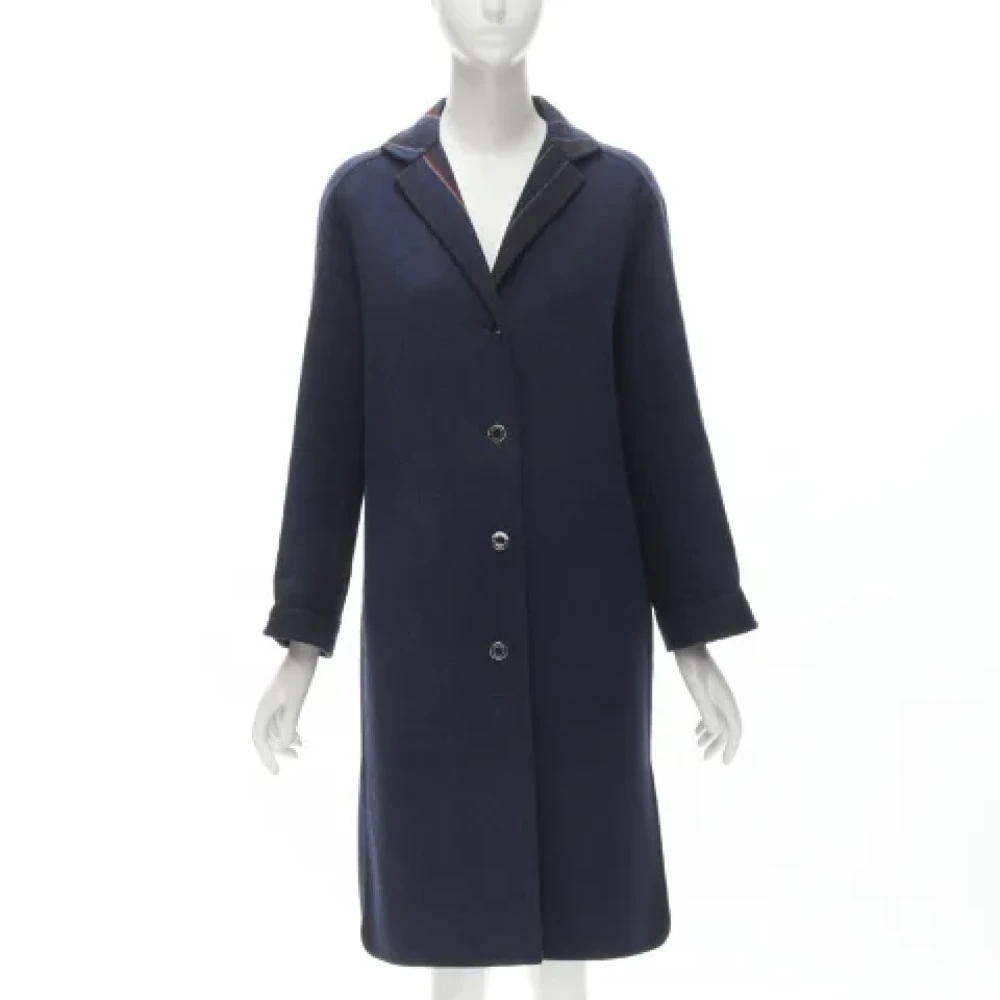 Hermès Vintage Pre-owned Wool outerwear Blue Dames