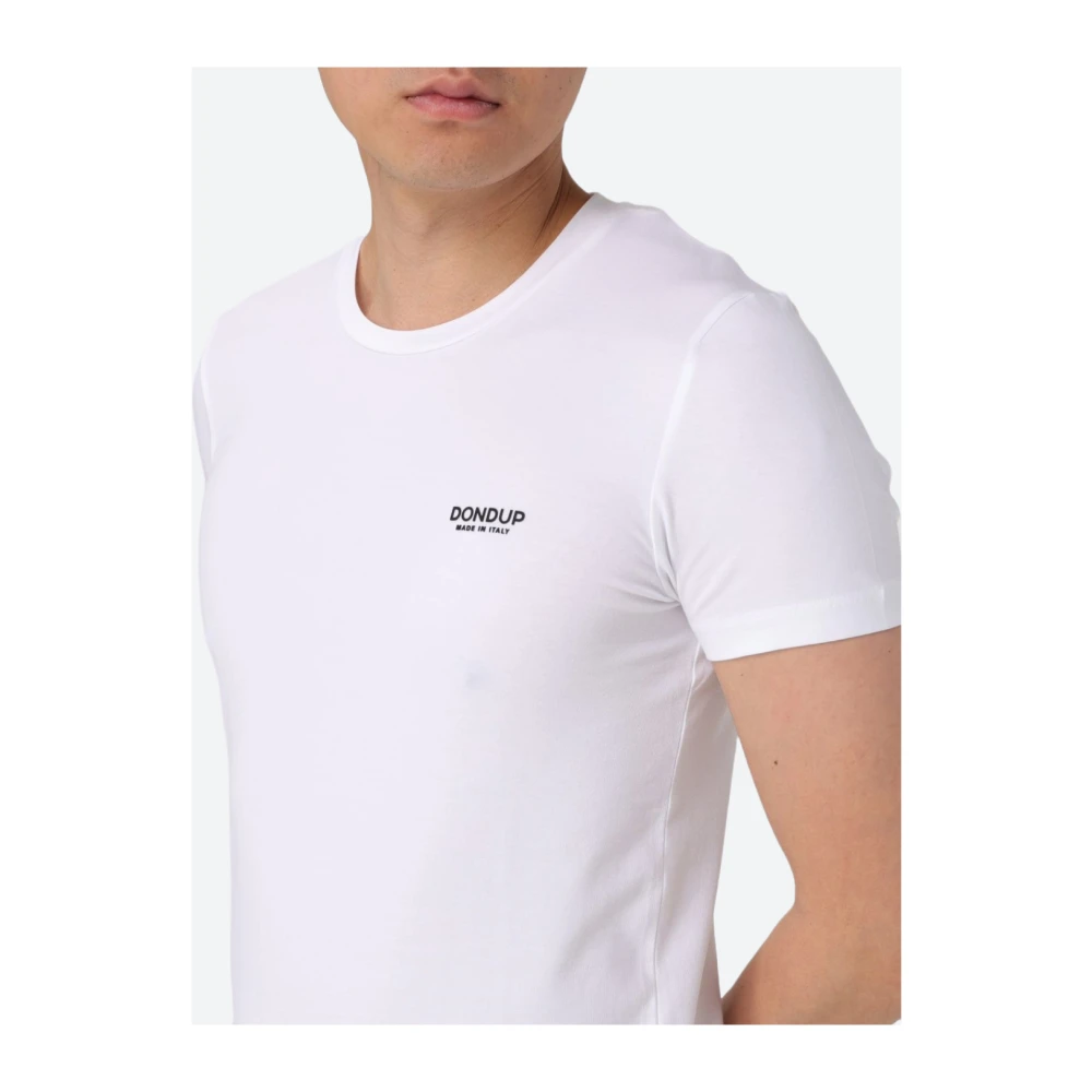 Dondup Stretch Katoenen Jersey T-shirt met Borstlogo White Heren