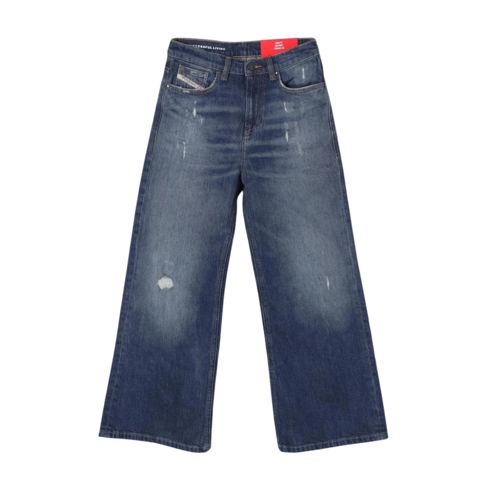 Diesel Unisex Kids Blue Jeans, 6 Y, Wide Leg Distressed Jeans