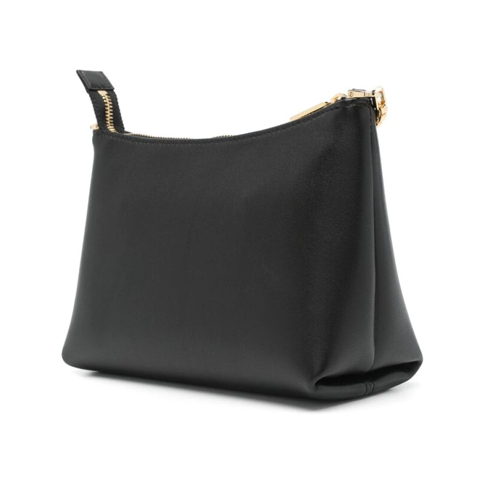 Salvatore Ferragamo Zwarte Leren Schoudertas met Ketting en Strikdetail Black Dames