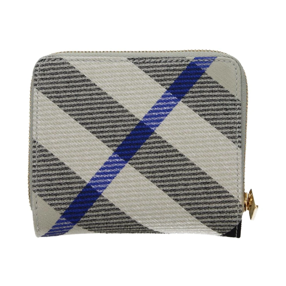 Burberry Women's Beige Check Print Fabric Wallet With Button Closure