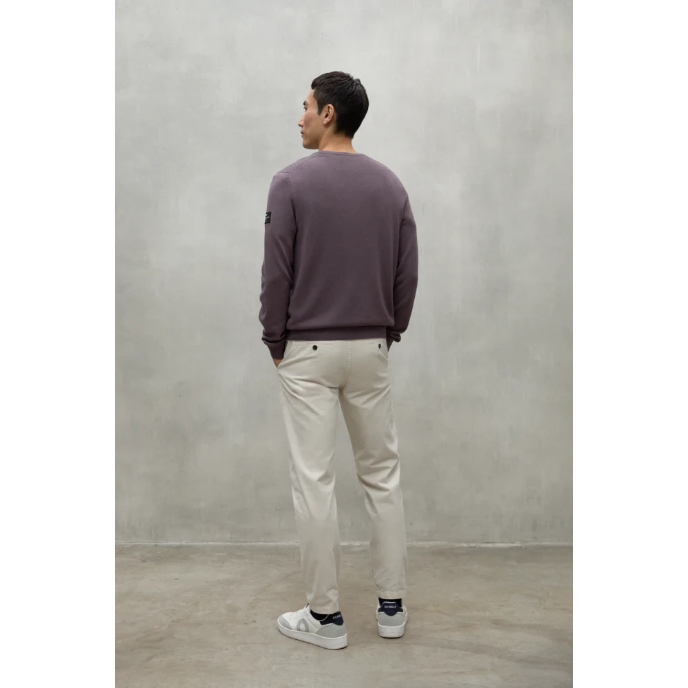 Ecoalf Paarse Wollen Blend V-Hals Trui Purple Heren