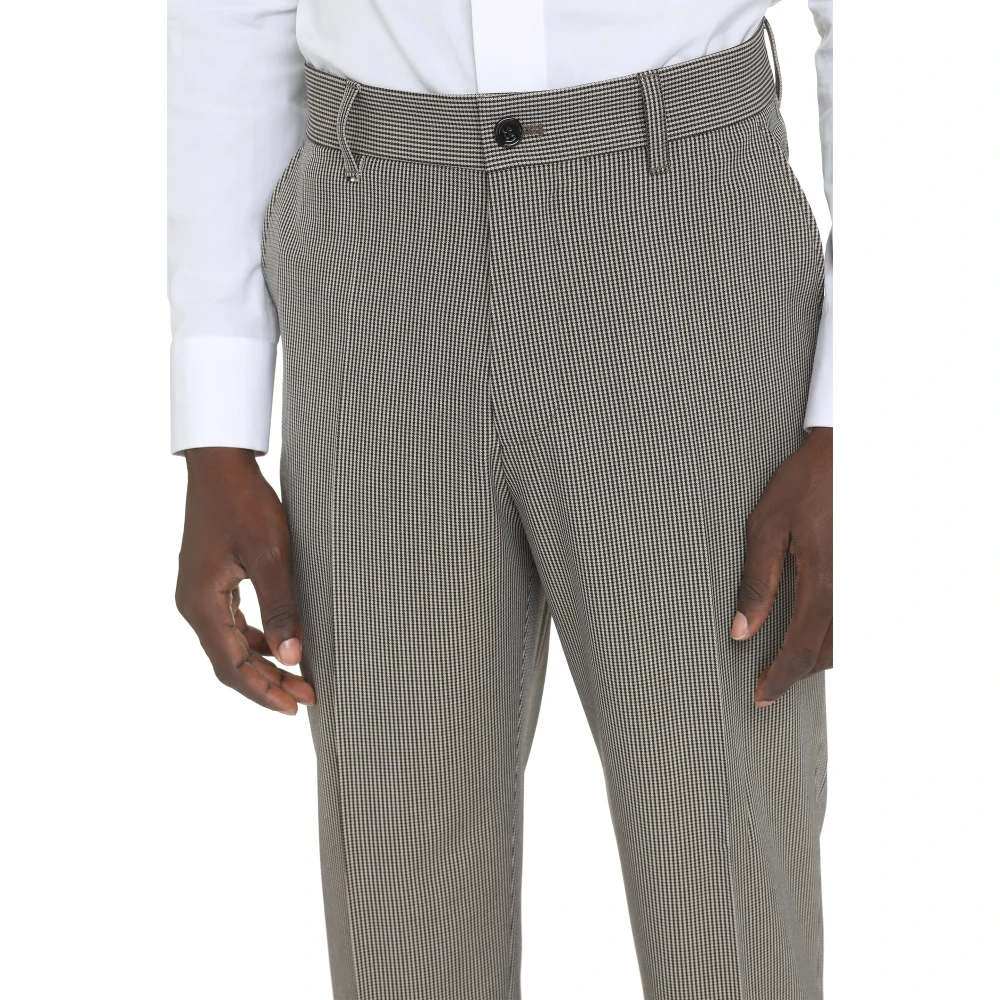 Hugo Boss Houndstooth Broek met Achterzakken Beige Heren
