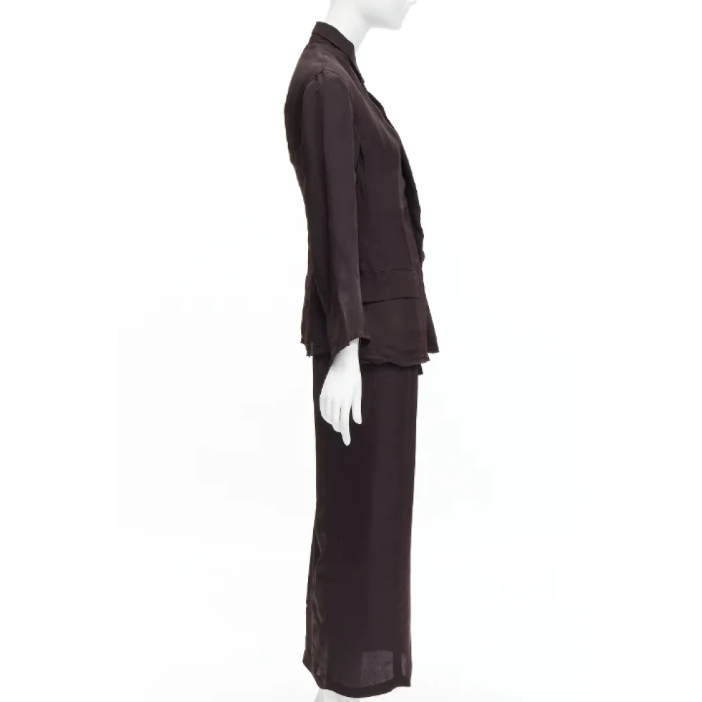 Yohji Yamamoto Pre-owned Silk dresses Brown Dames