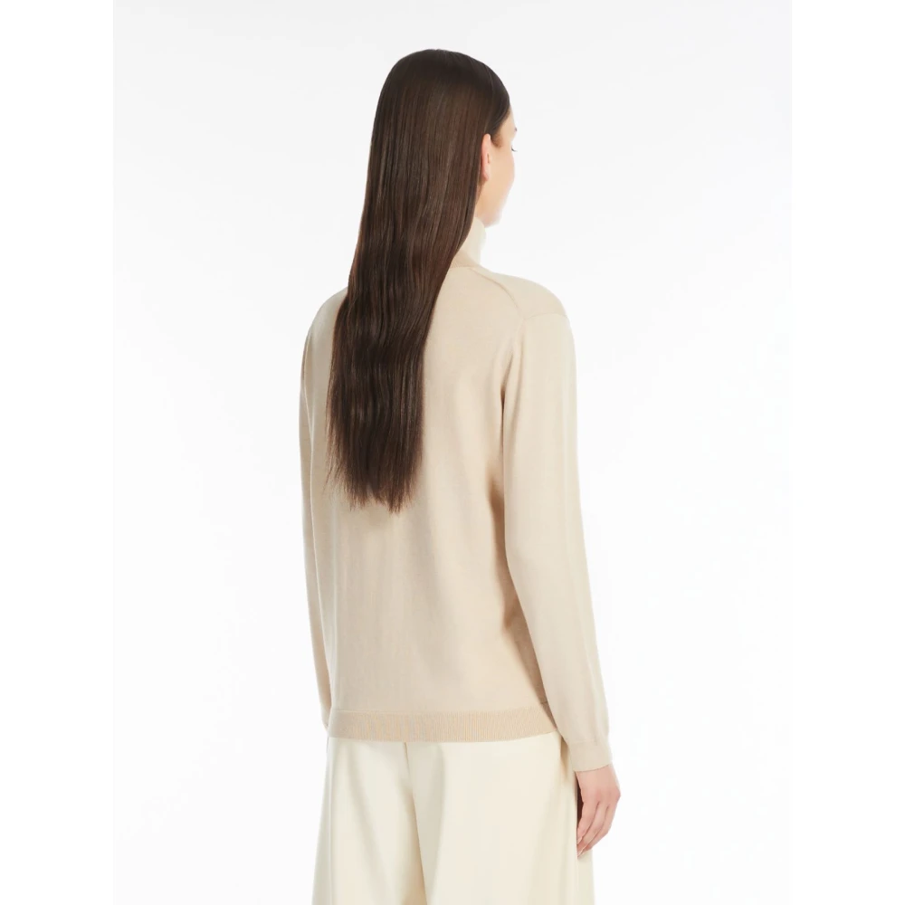 Max Mara Weekend Zijde Wol Polo Sweater Kiku Stijl Beige Dames