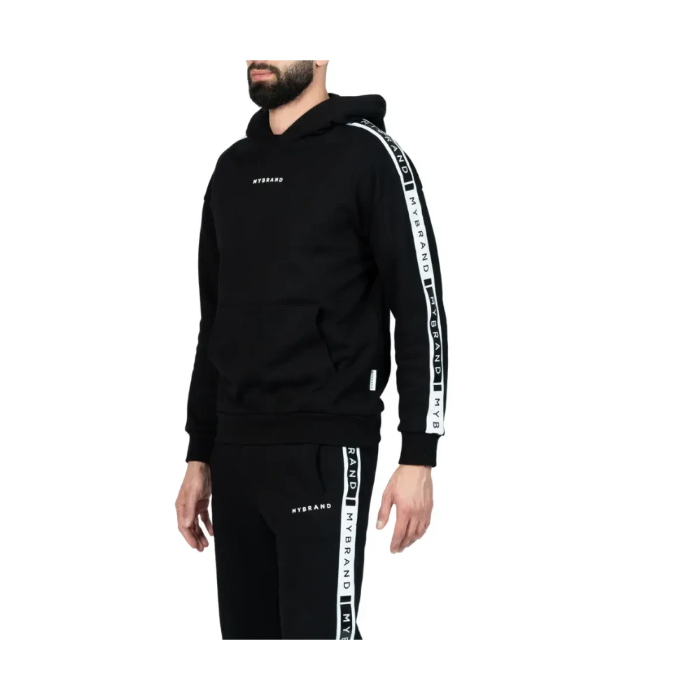 My Brand Contrast Taping Hoodie in Zwart Black Heren