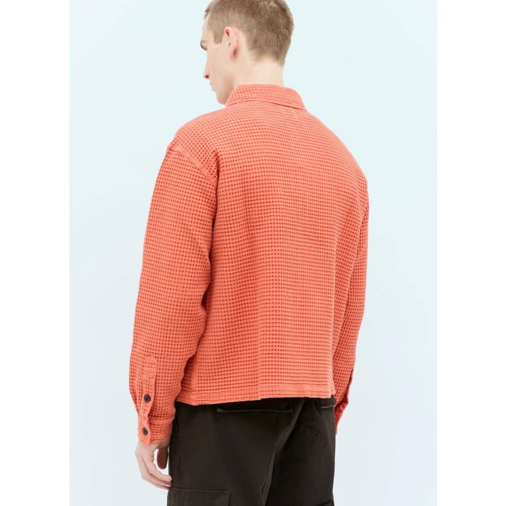 Brain Dead Wafelknit Knoopshirt Orange Heren