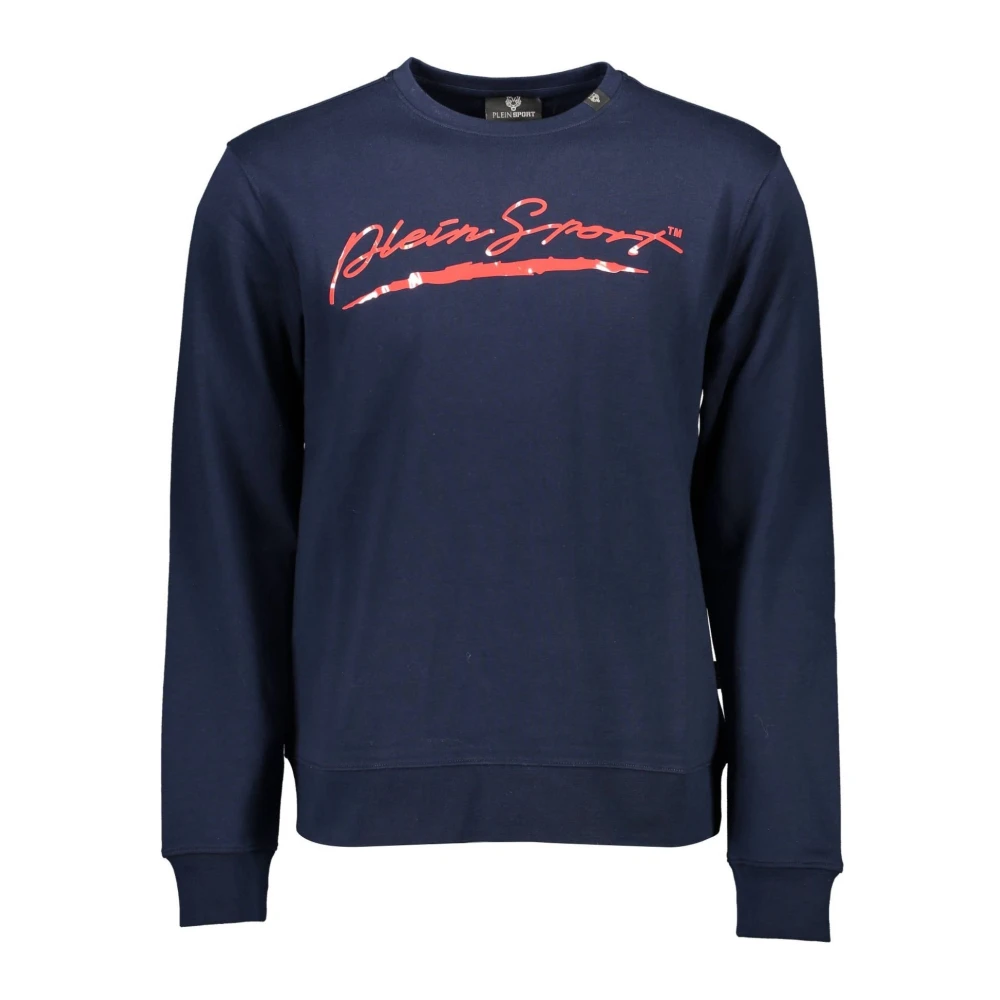 Plein Sport Men's Blue Long Sleeve Sweatshirt With Print - Long Sleeve Training Tops - L - Sport